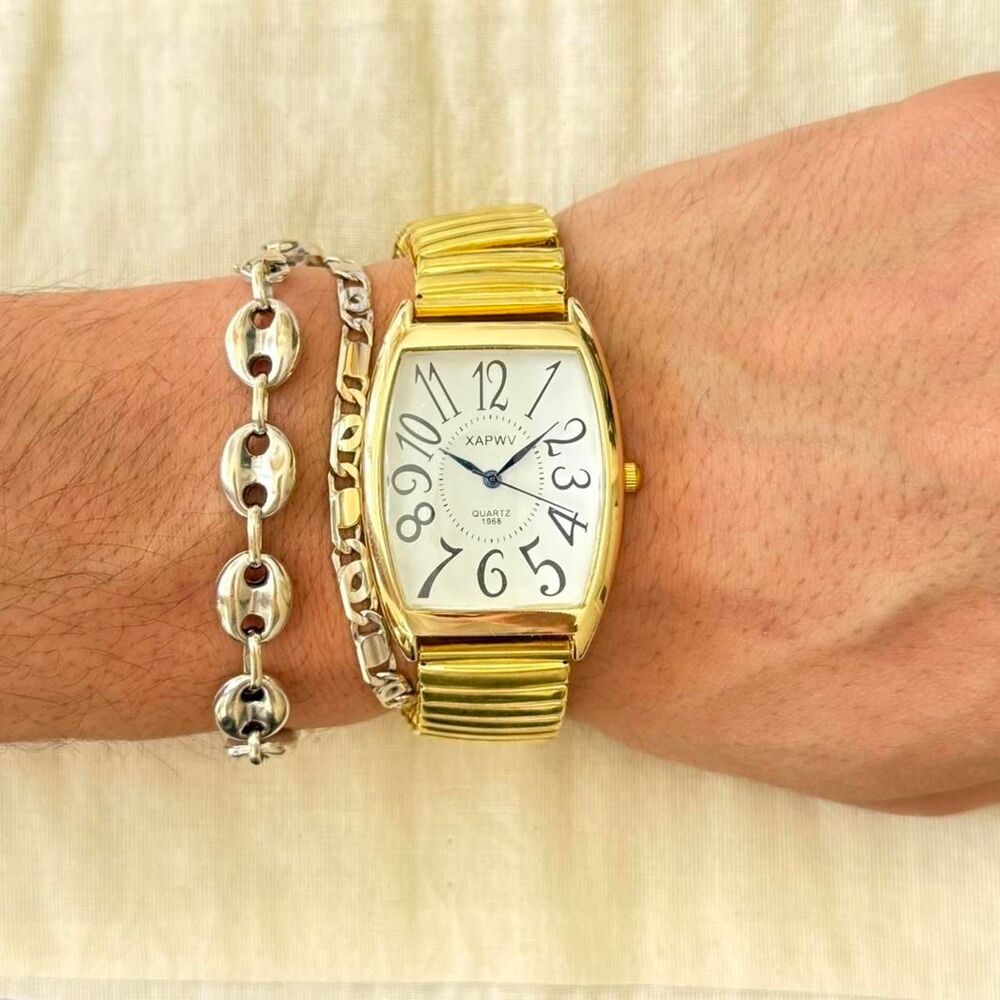 y2k gold square stainless steel quartz luxury watch
